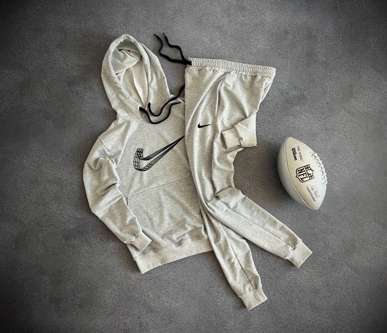 Чоловічий спортивний костюм Nike осінній весняний комплект з капюшоном найк сірий