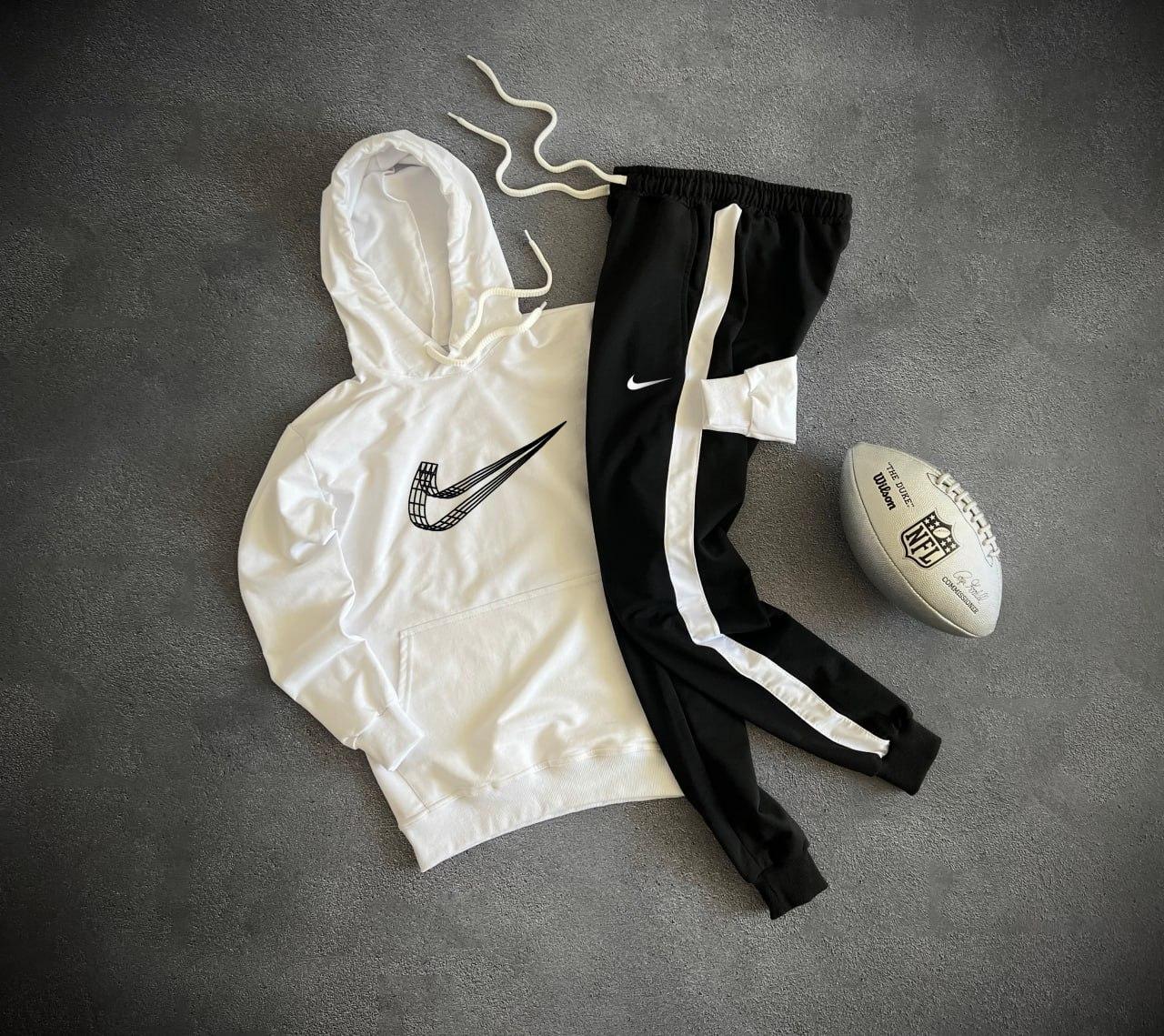 Чоловічий спортивний костюм Nike толстовка штани осінній весняний літній найк чорно-білий