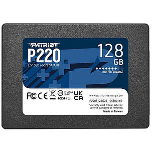 Накопичувач SSD 128GB Patriot P220 2.5" SATAIII TLC (P220S128G25), фото 1