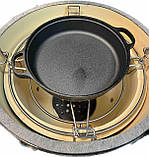 Комплект з каменю, чавунної решітки та дворівневої системи з нержавіючої сталі для керамічних грилів 47 см, фото 5