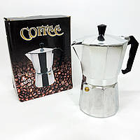 Кавоварка Гейзерна UNIQUE UN-1912. 6 Чашок (270 мл), Для Газових/Електроплит, Нержавіюча Сталь