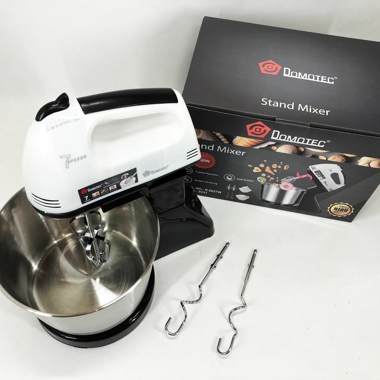 Портативний ручний міксер Domotec R6637W 250 Вт Кухонний міксер стаціонарний двовіночний GB-33