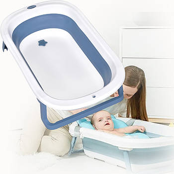 Класична складна силіконова ванна 78х49х20 см для купання малюка El Camino BASIC ME 1152 Blue Синій