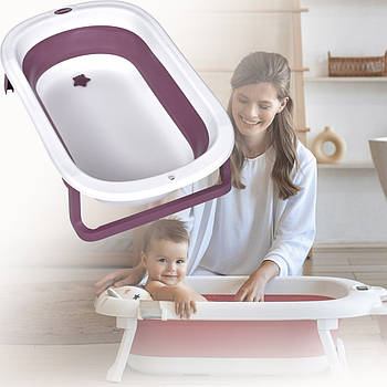 Класична складна силіконова ванна 78х49х20 см для купання малюка El Camino BASIC ME 1152 Pink Рожевий