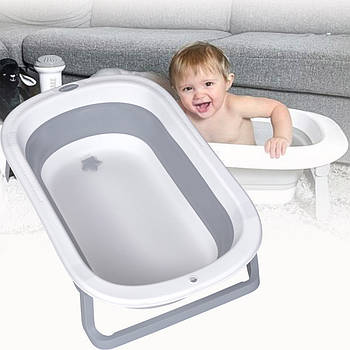 Класична складна силіконова ванна 78х49х20 см для купання малюка El Camino BASIC ME 1152 Gray Сірий