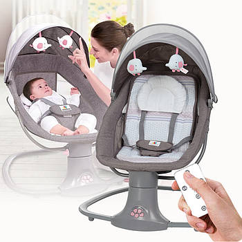 Укачивающий центр шезлонг 3 в 1 для новонароджених з пультом і таймером Mastela 8106-1 Бежево-рожевий