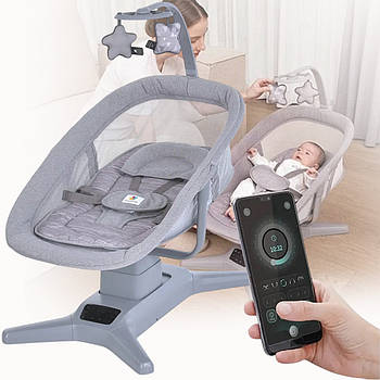 Закачуючий центр шезлонг таймер на 7 режимів з керуванням через телефон і москітною сіткою Mastela 8305