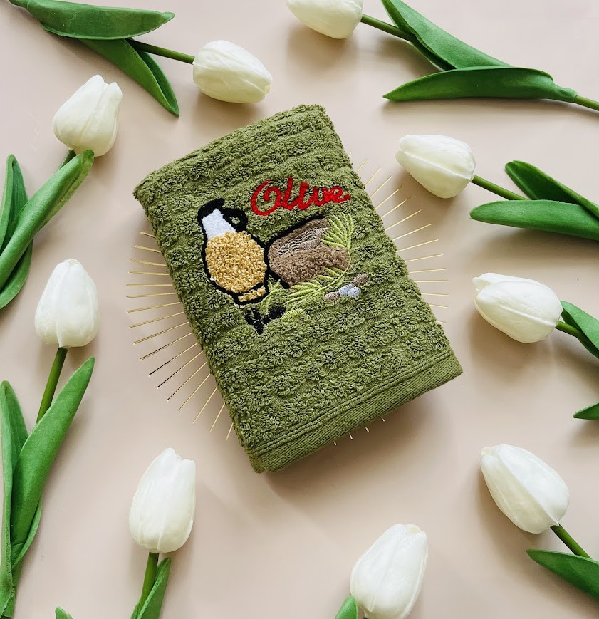 Рушник кухонний (махровий), 35*70 см, колір оливковий, арт 017981, 1 шт, оливковий, фото 1