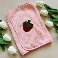Рушник кухонний з петелькою (мікрофібра)- Полуниця, 25*50 см, колір рожевий, арт 017983, 1 шт, Рожевий