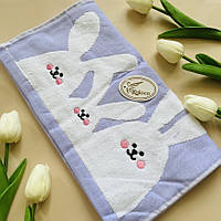 Рушник кухонний  (льон-махра)- Зайчик, 35*70 см, колір бузковий, арт 017986, 1 шт, Бузковий