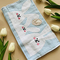 Рушник кухонний (льон-махра)- Зайчик, 35*70 см, колір блакитний, арт 017987, 1 шт, Блакитний