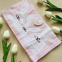 Рушник кухонний (льон-махра)- Зайчик, 35*70 см, колір рожевий, арт 017988, 1 шт, Рожевий