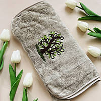 Рушник кухонний з петелькою (мікрофібра)- Дерево оливки 35*70 см, колір сірий, арт 017991, 1 шт, Сірий