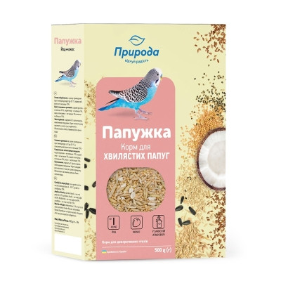 Корм для хвилястих папуг Природа Папужка + Йод та Кокос, 500 г