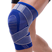 Наколінник еластичний бандаж із фіксувальним ременем SIBOTE S-XL 1 шт. синій