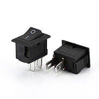 Перемикач, кнопка KCD1-101, 250В 6А (Чорний)
