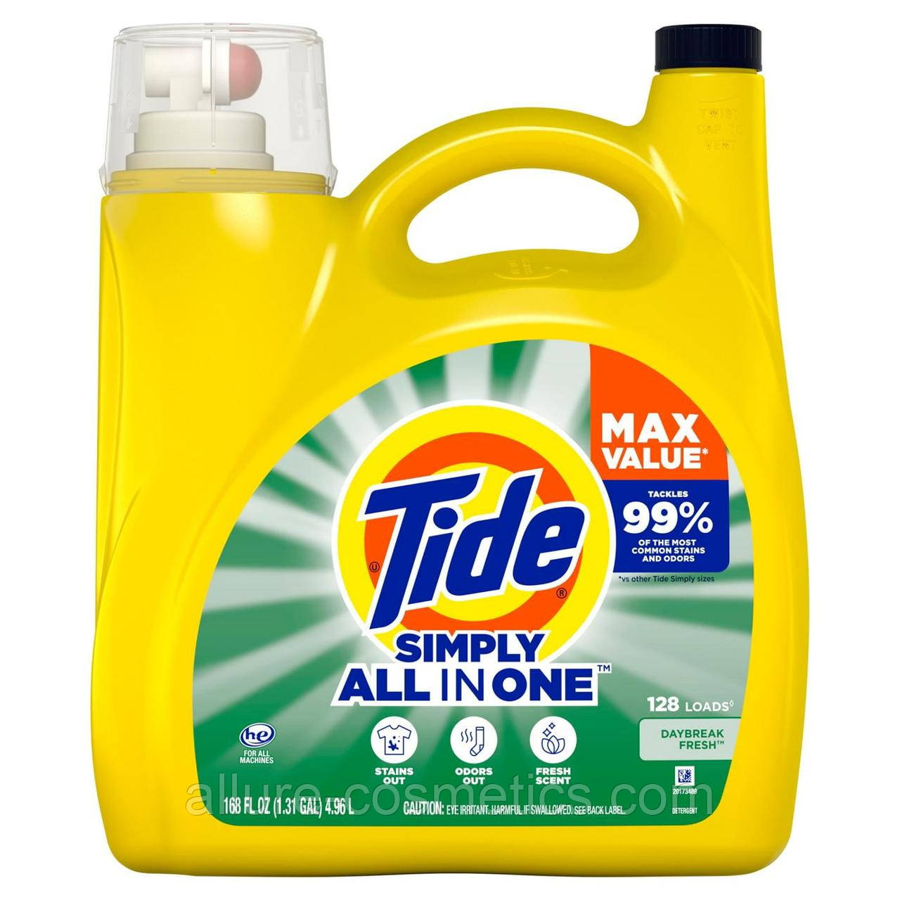Рідина для прання Tide Simly All in One Laundry Detergent Liquid Soap Daybreak Fresh 4.96L 128 loads (США)