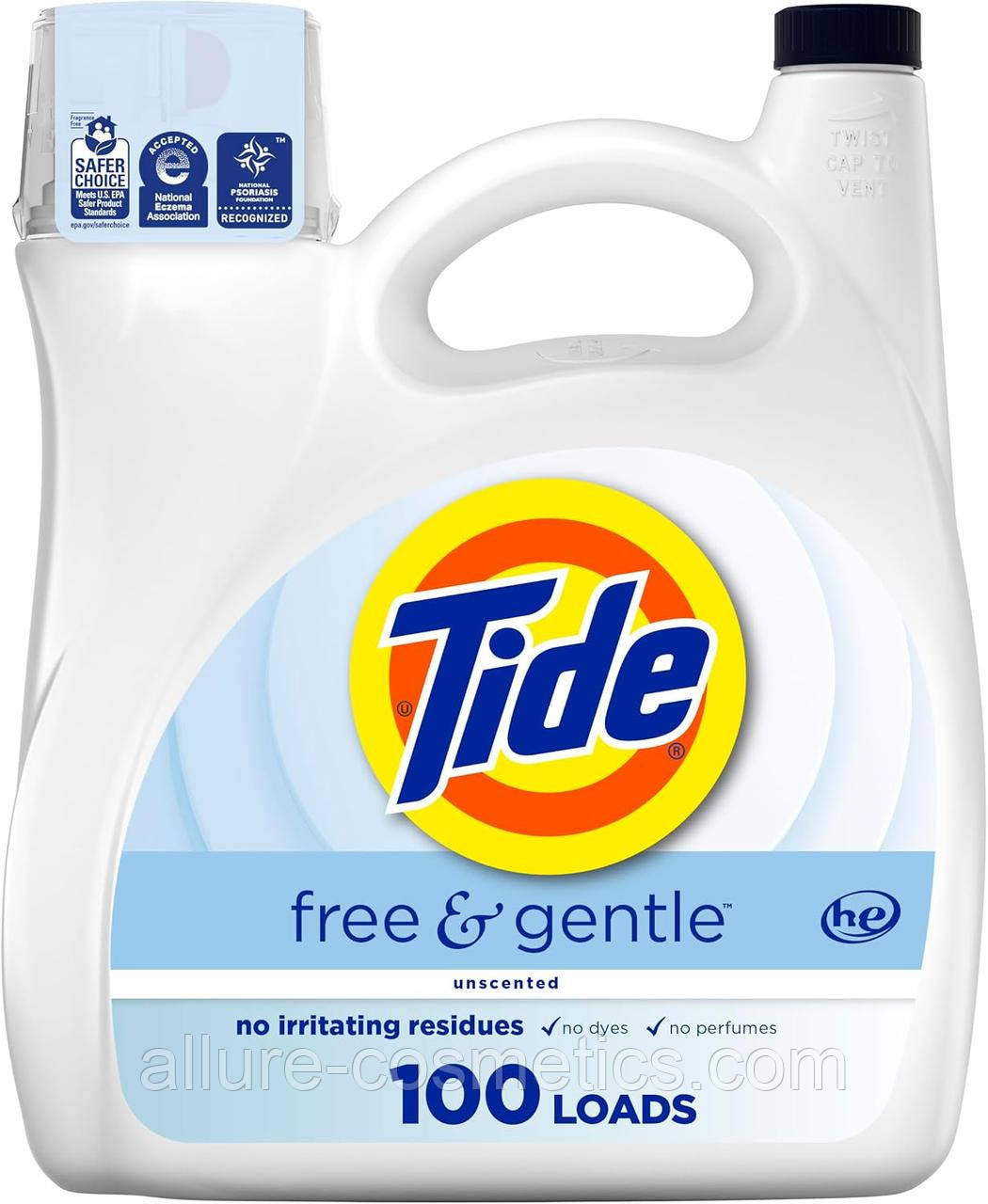 Рідина для прання Tide Free & Gentle Laundry Detergent 3.9L 100 loads (США)