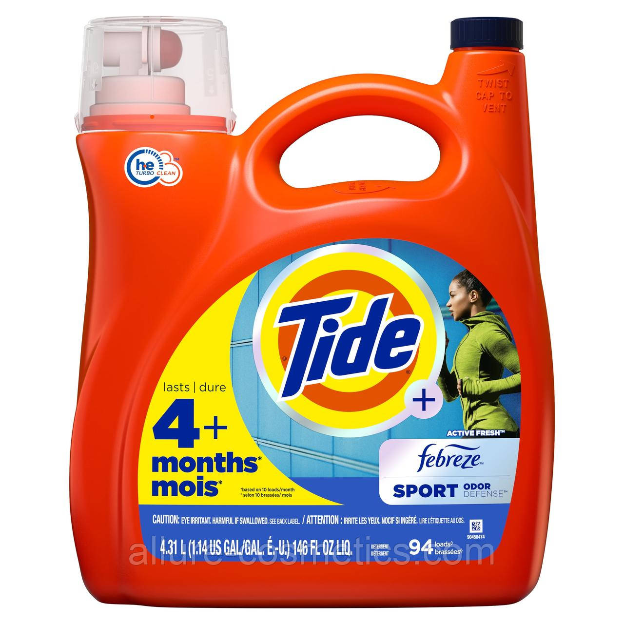 Рідина для прання Tide + Febreze SPORT Clean Laundry Detergent Liquid Soap 3.9L 94 loads