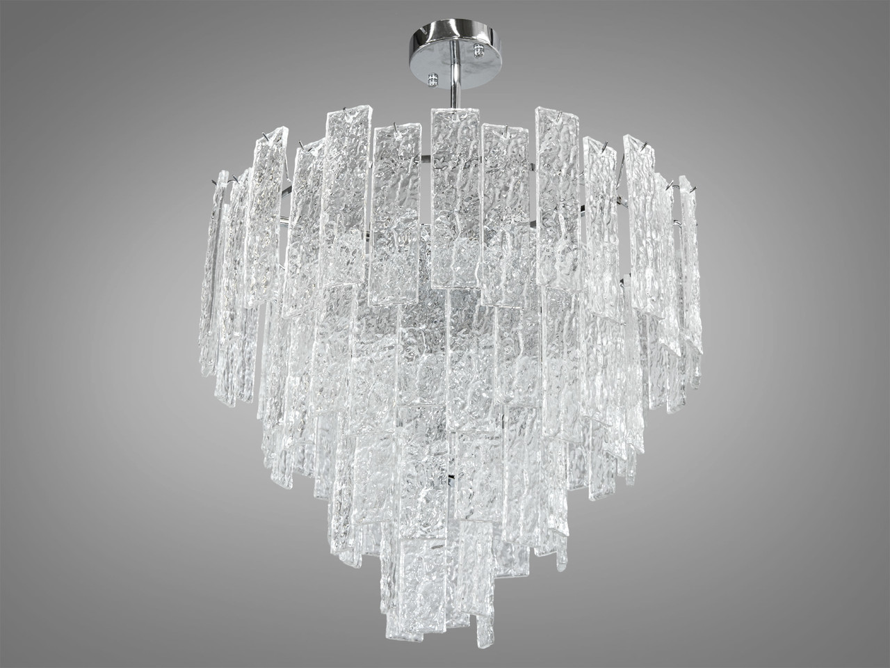 Люстра підвісна з скляними елементами на 10 ламп, колір хром, фото 1