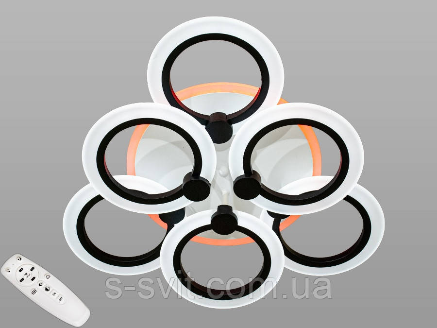 Стельова LED люстра з пультом і  підсвічуванням, 72Вт, чорна, фото 1