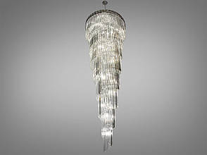 Каскадна кришталева люстра на 54 лампи, золотого кольору