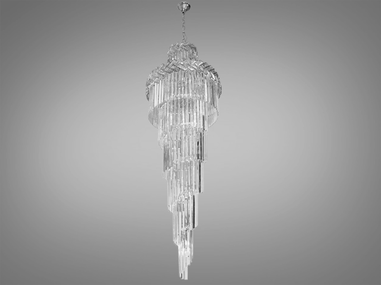 Каскадна кришталева люстра на 26 ламп, срібного кольору, фото 1