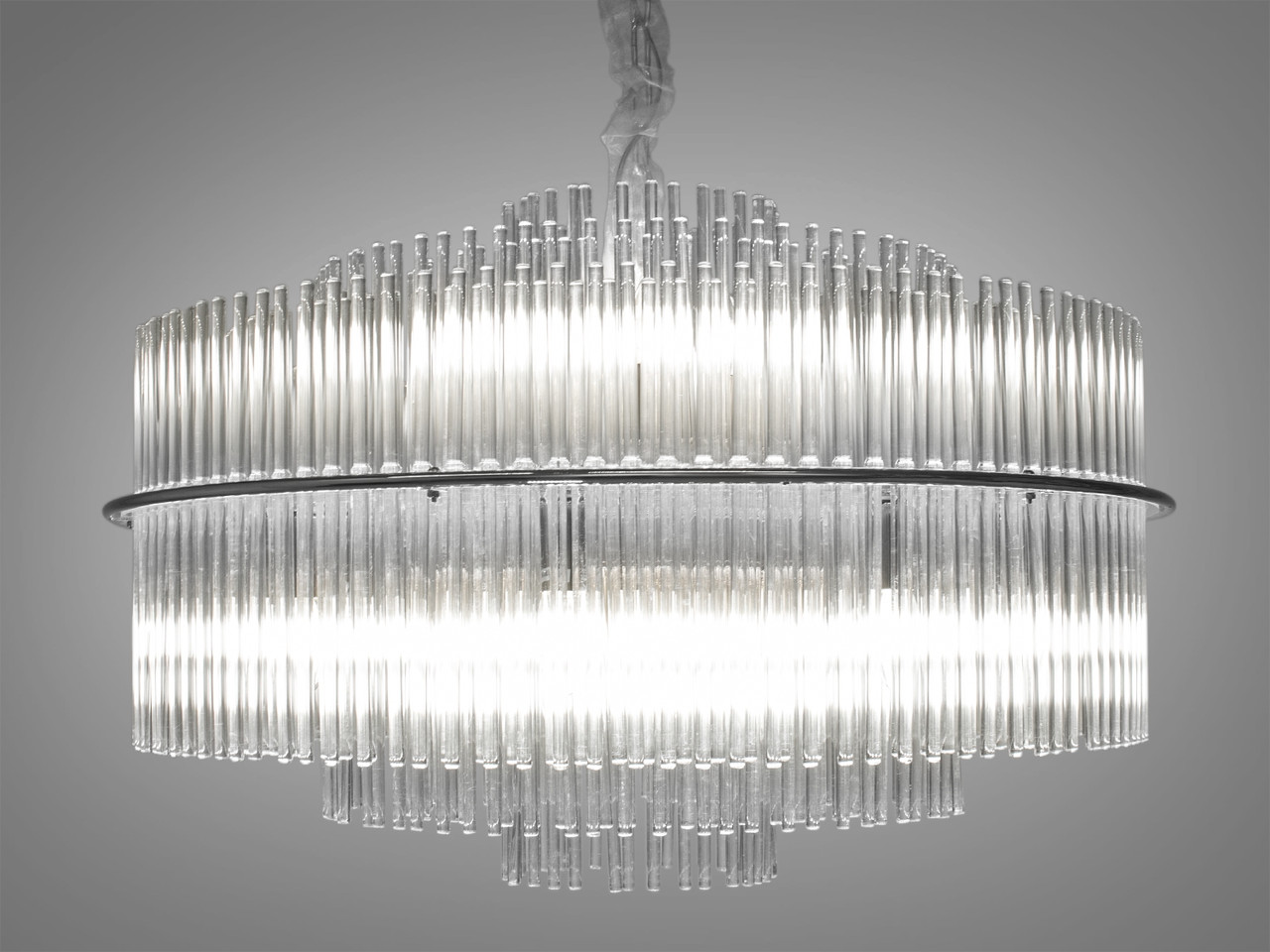 Підвісна люстра зі скляними елементами, 16 ламп, хром, фото 1