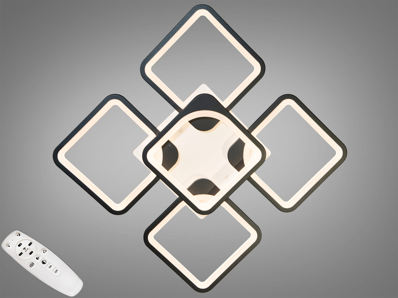 Світлодіодна люстра з пультом 115 Вт, чорна, фото 1