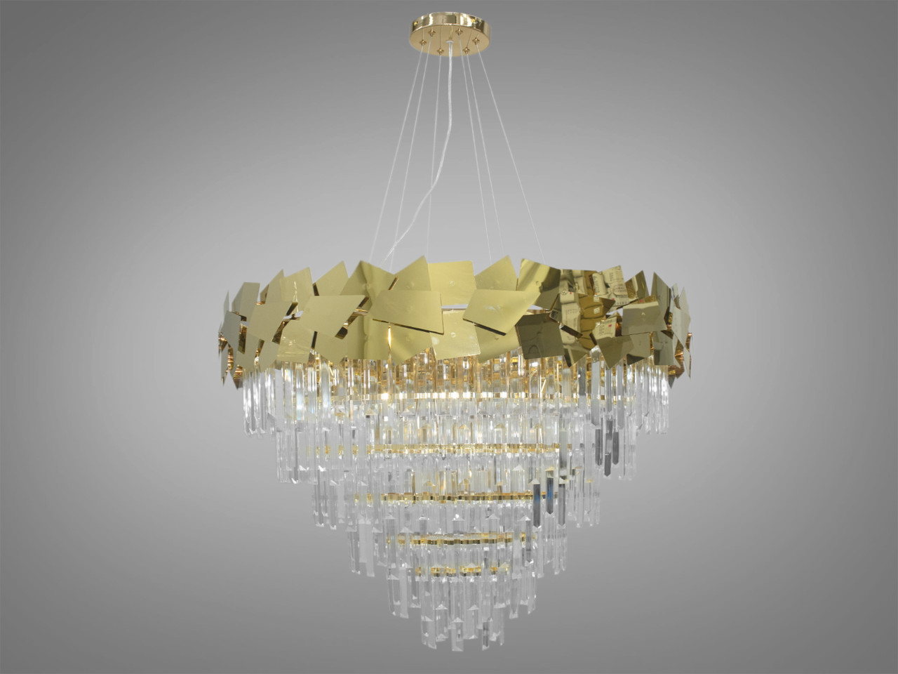 Кришталева люстра на 22 лампи, діаметром 80 см, колір-золо, фото 1