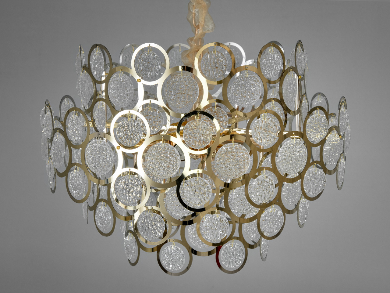 Люстра з круглими скляними елементами типу "Артишок" на 9 ламп, колір- золото, фото 1