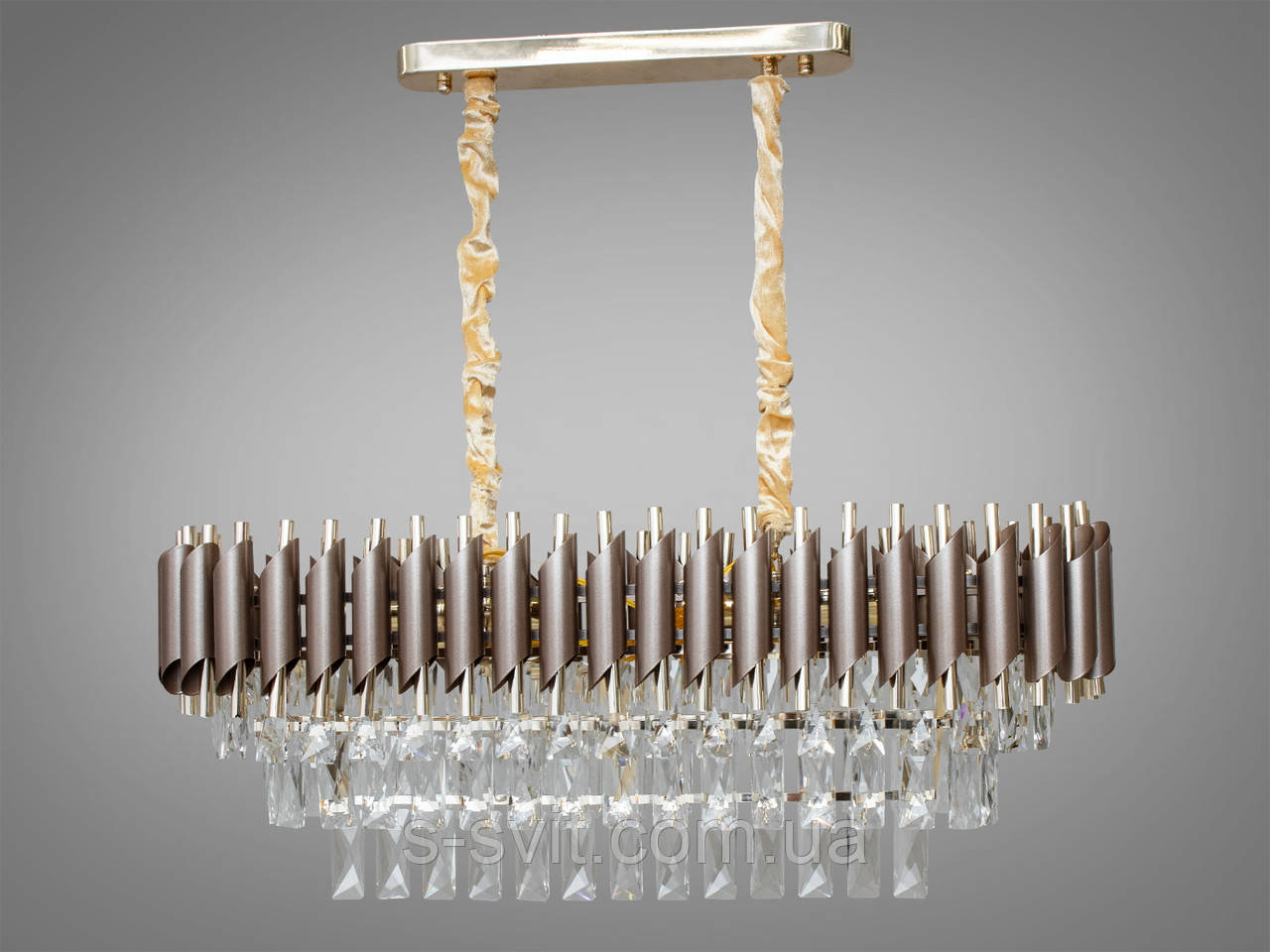 Колоритна кришталева люстра овальної форми для зали на 8 ламп, фото 1