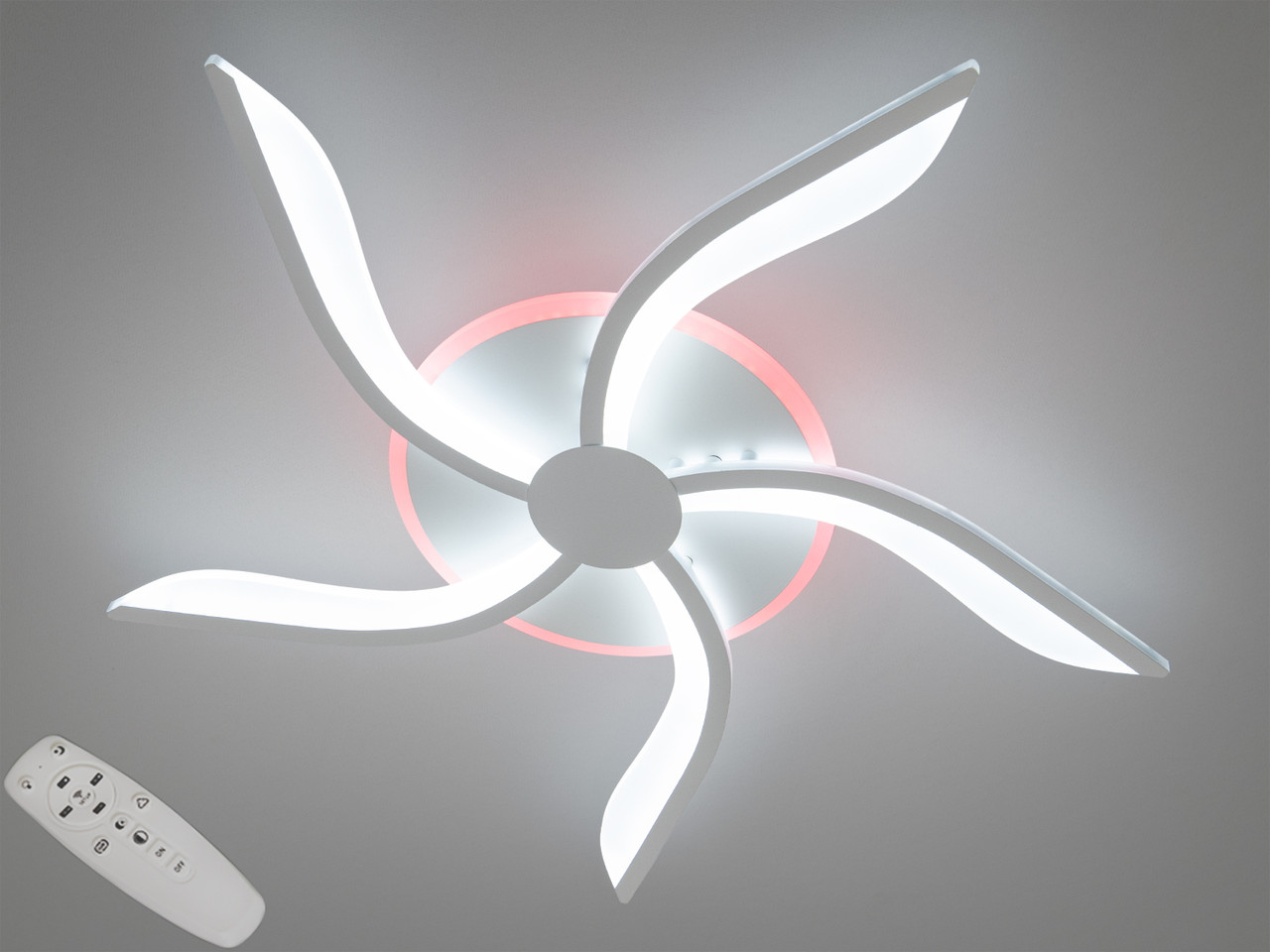 Стельова led люстра з пультом, підсвіткою, 53W, біла, фото 1