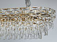 Кришталева люстра овальної форми на 11 ламп, золотиста, фото 4
