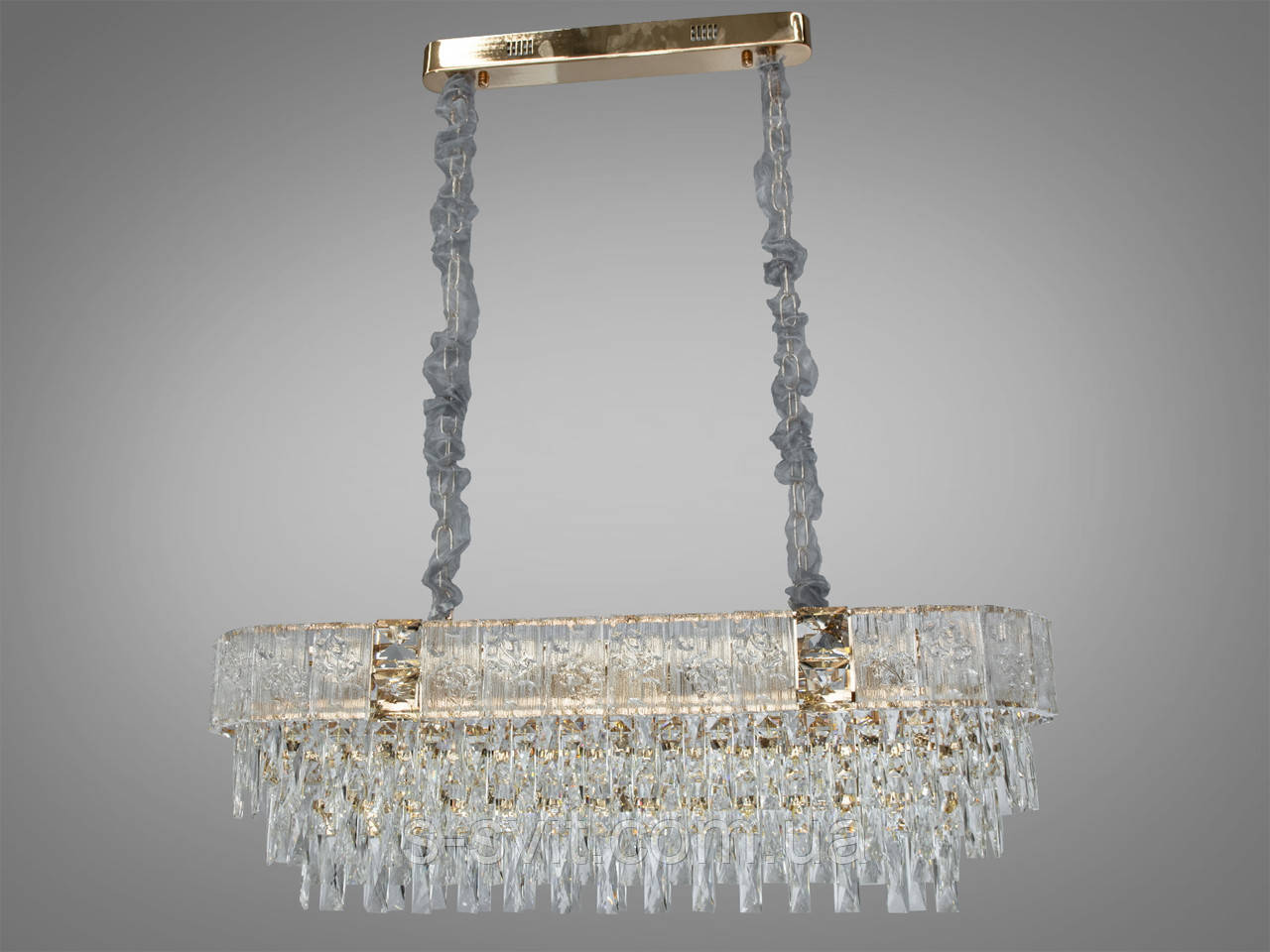 Кришталева люстра овальної форми,10 ламп, золотиста, фото 1