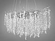 Алюмінієва кришталева люстра "Гліцинія" витягнутої форми,15 ламп, хром, фото 2