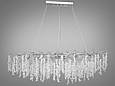 Алюмінієва кришталева люстра "Гліцинія" витягнутої форми,15 ламп, хром, фото 3