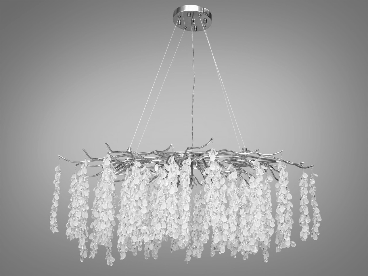 Підвісна люстра «Гліцинія» витягнутої форми, 10 ламп, хром, фото 1