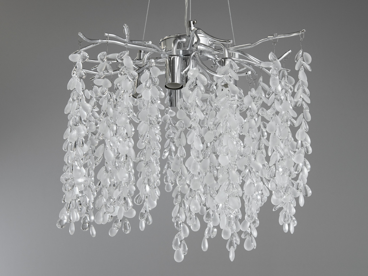 Кришталева люстра Гліцинія з алюмінієвим каркасом на 6 ламп, хром, фото 1