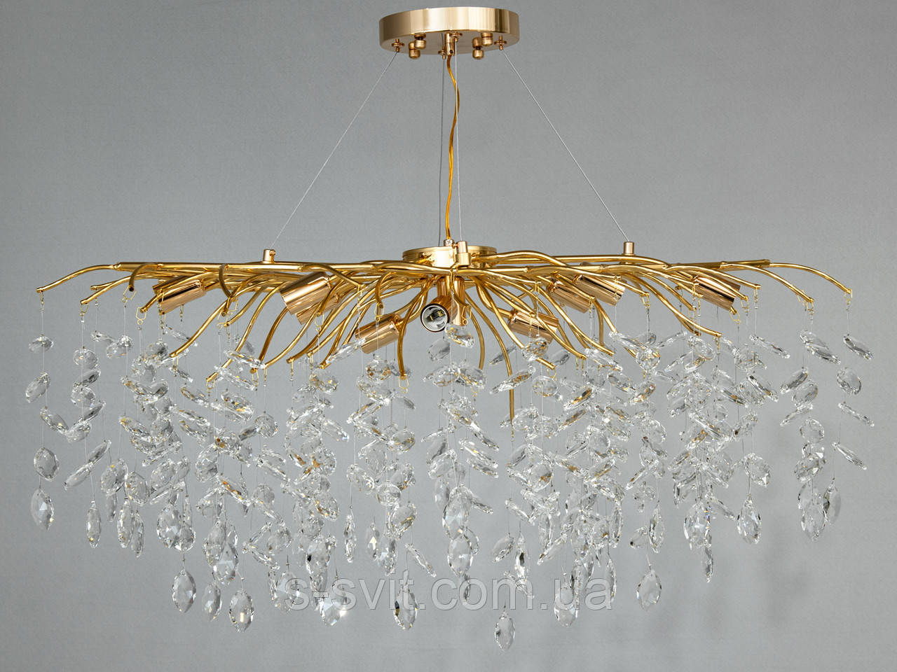 Кришталева підвісна люстра витягнутої форми, 10 ламп, фото 1