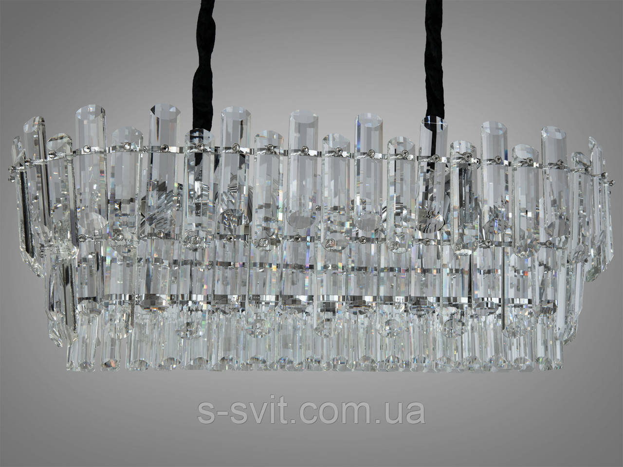 Кришталева люстра овальної форми на 8 ламп, хром, фото 1