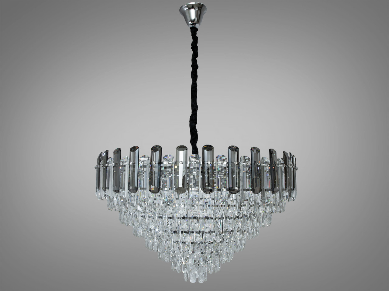 Підвісна кришталева люстра на 16 ламп, хром, фото 1