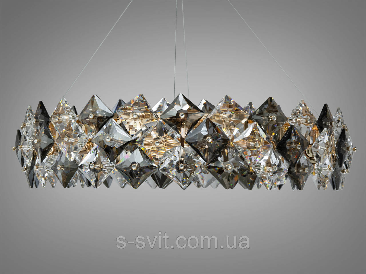 Підвісна кришталева люстра на 10 ламп, золотиста, фото 1