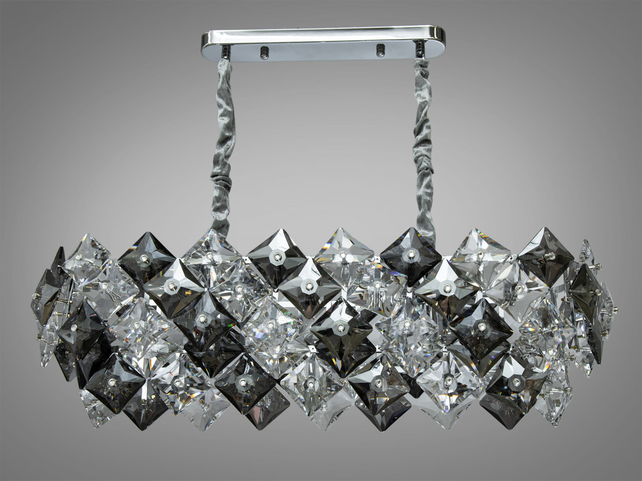 Кришталева люстра витягнутої форми, 10 ламп золотиста, фото 1