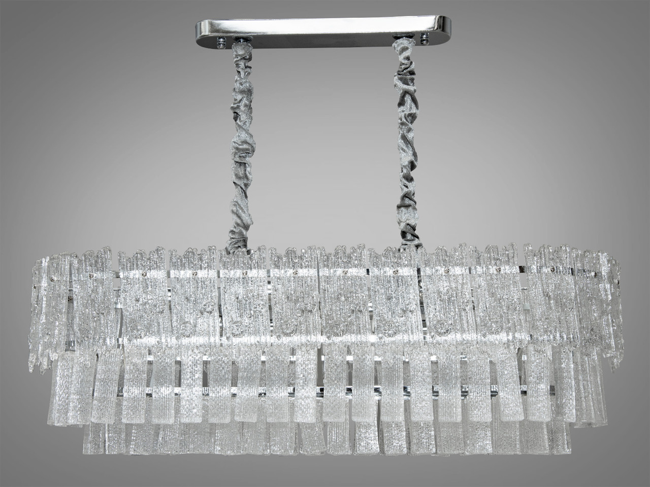 Люстра підвіс зі скляними пелюстками овальної форми на 10 ламп, фото 1