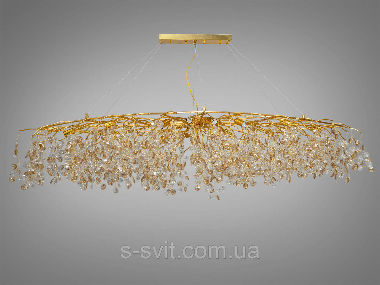 Кришталева люстра витягнутої форми, 18 ламп, хром, фото 1