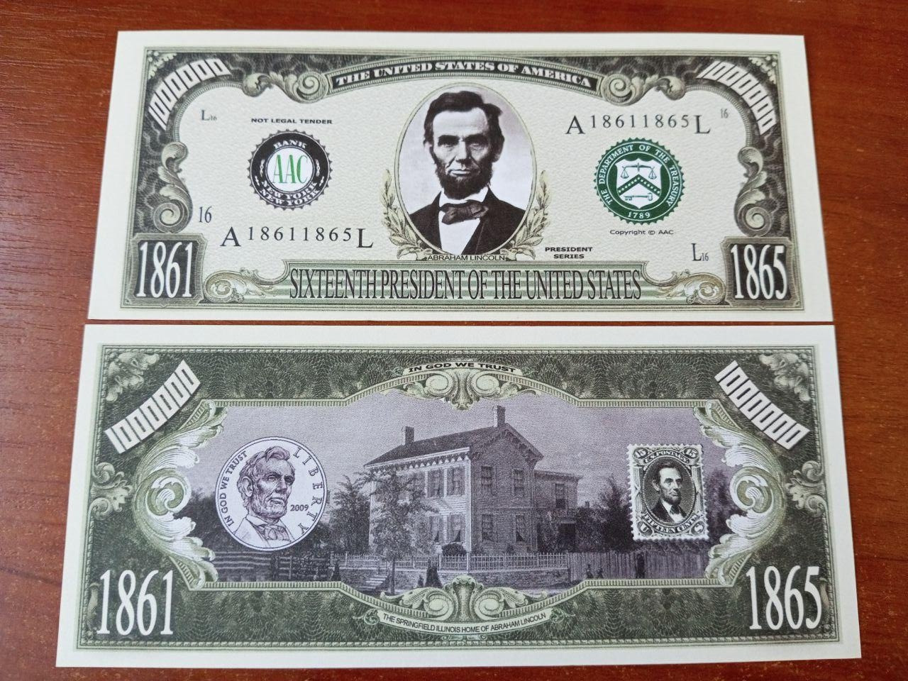 США 16-й ПРЕЗИДЕНТ АБРААМ ЛІНКОЛЬН 1861-1865 р Фентезі