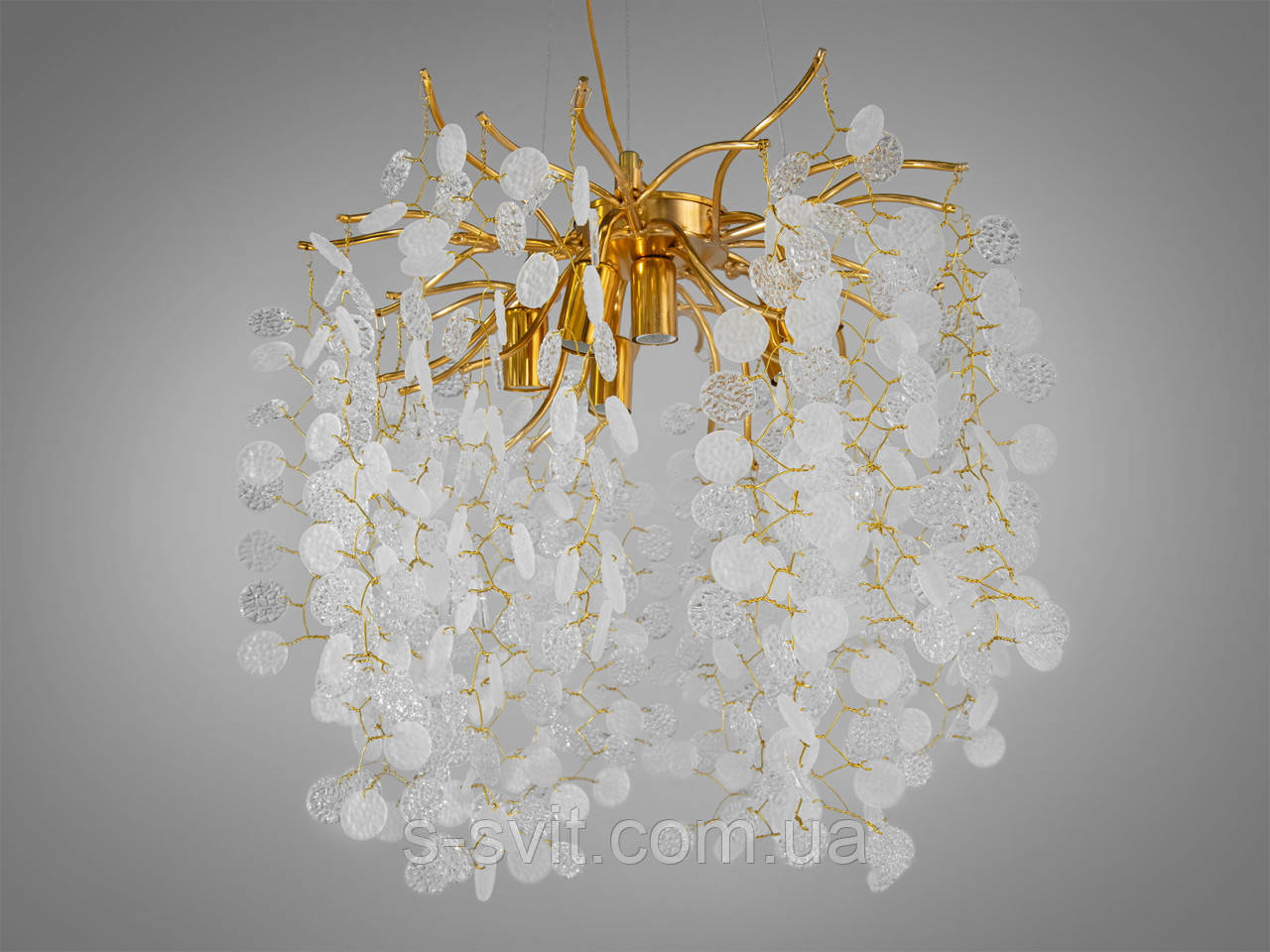 Кришталева люстра "Гліцинія", 6 ламп, золотого кольору, фото 1