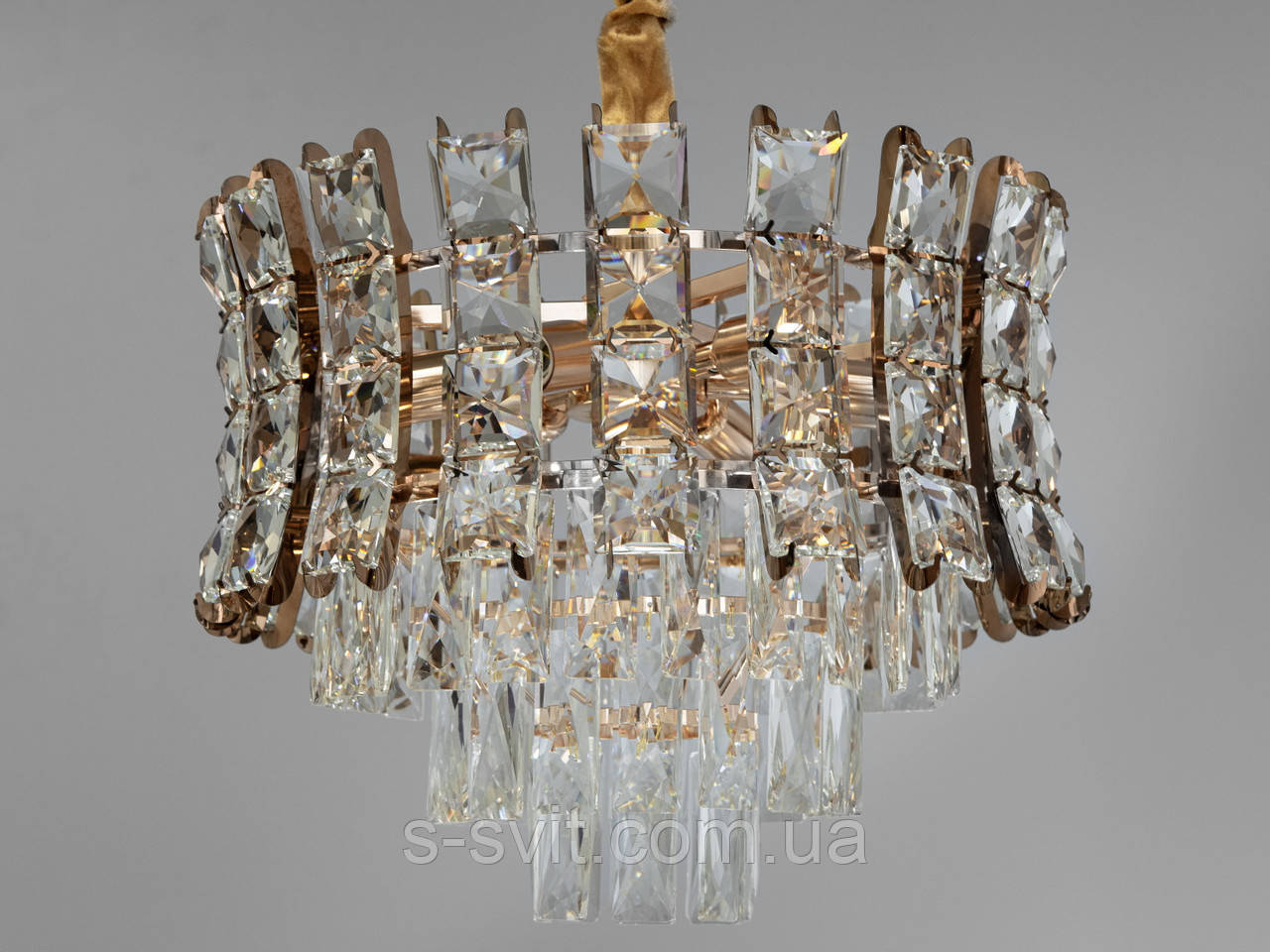 Кришталева люстра в спальню на 7 ламп, хром, фото 1