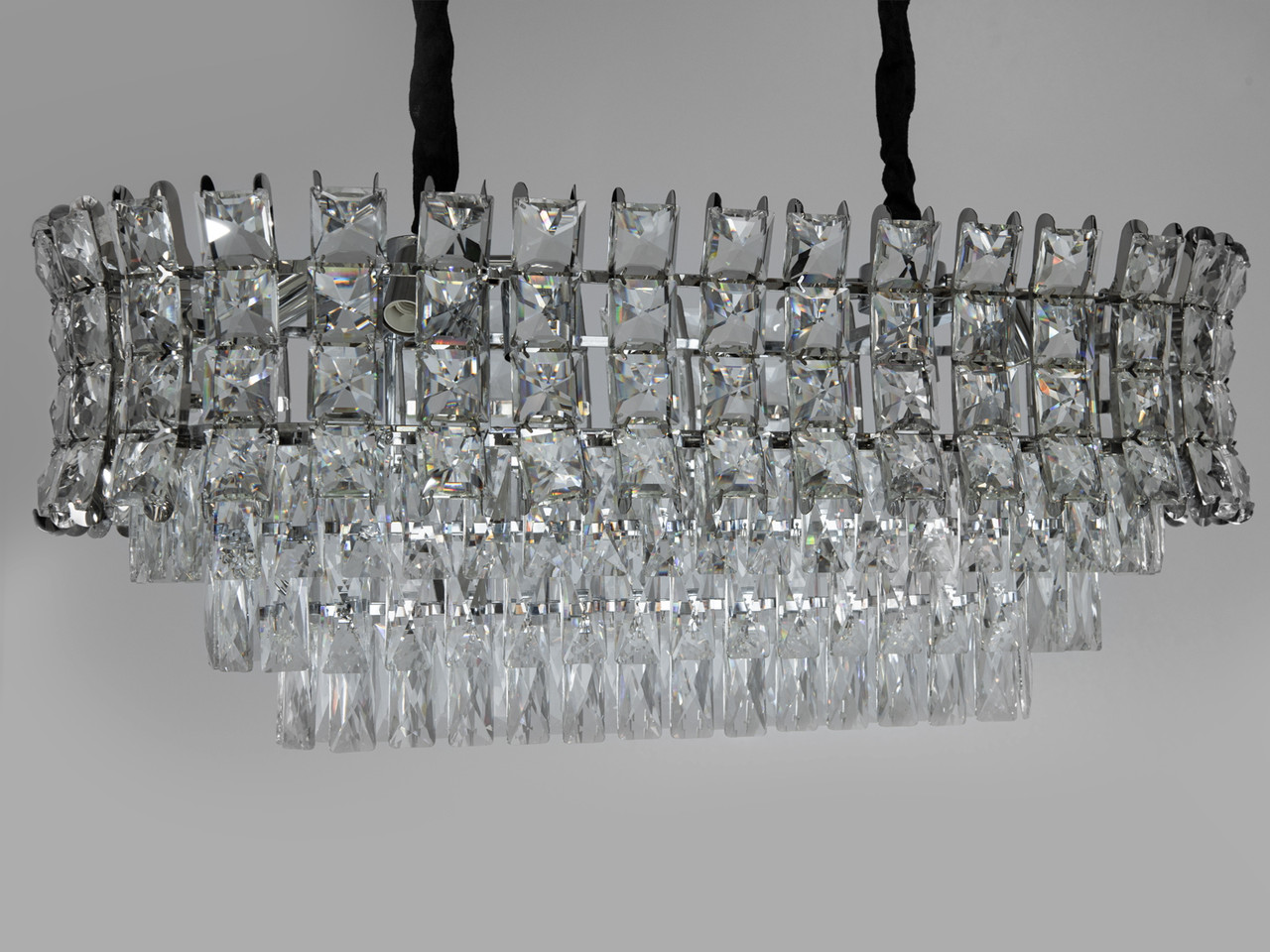 Кришталева люстра овальної форми на 8 ламп, хром, фото 1